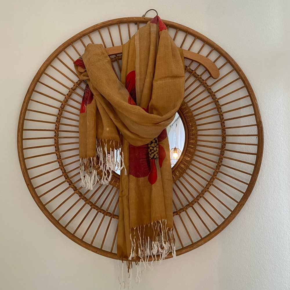 Beautiful Floral Fringe Scarf